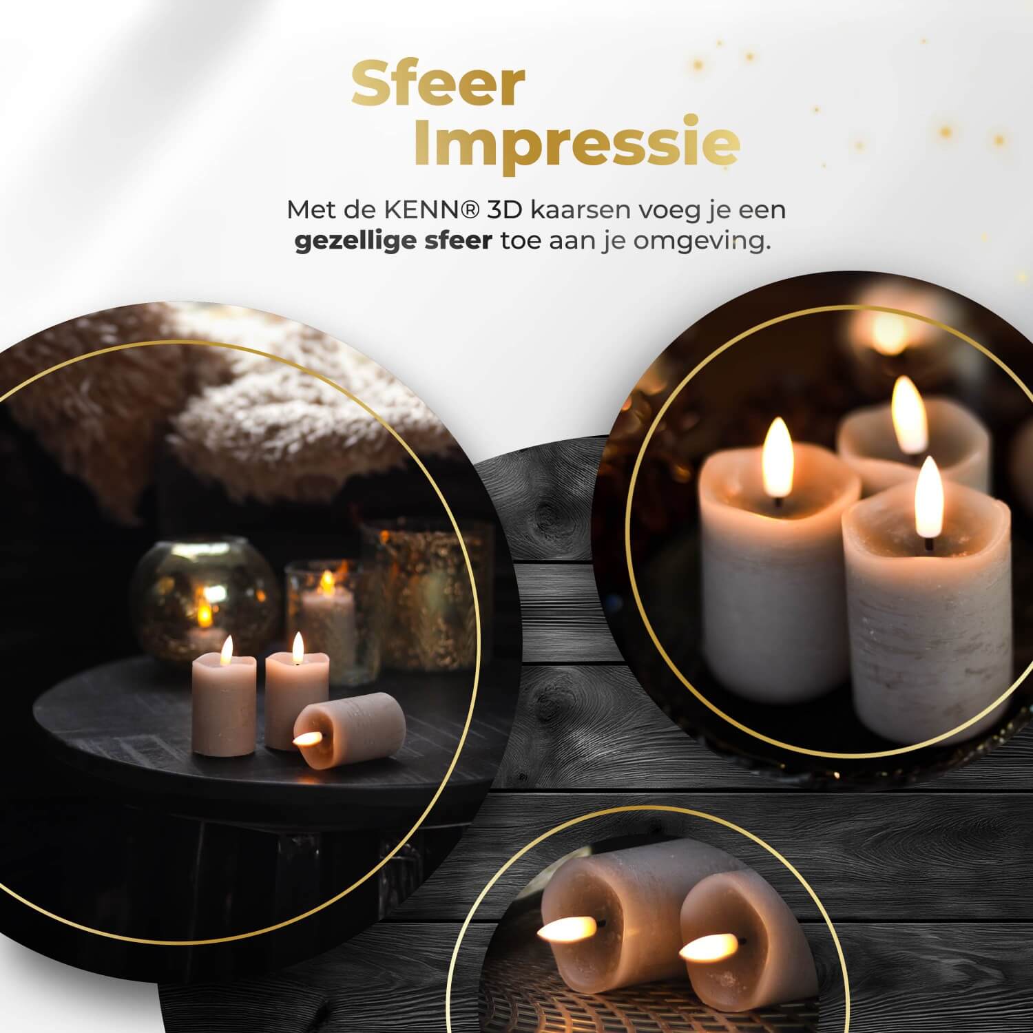 6-delige set taupekleurige LED stompkaarsen van KENN® met afstandsbediening. Deze elegante nep kaarsen van echt wax geven een realistisch flikkerend warm wit licht en zijn dimbaar via afstandsbediening. Perfect voor veilige en sfeervolle verlichting in huis, horeca, feesten of dagelijks gebruik. Werkt op batterijen (CR2450 inbegrepen).
