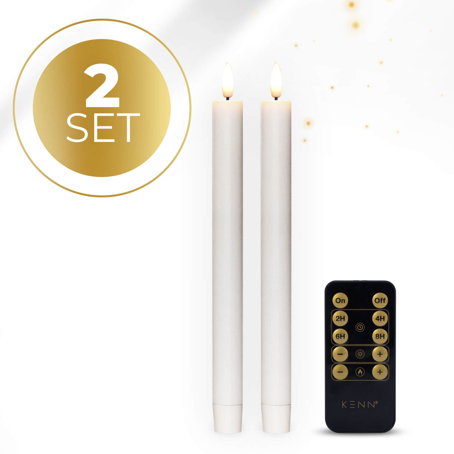 KENN® LED-Stabkerzen Weiß – 2er-Set mit Fernbedienung