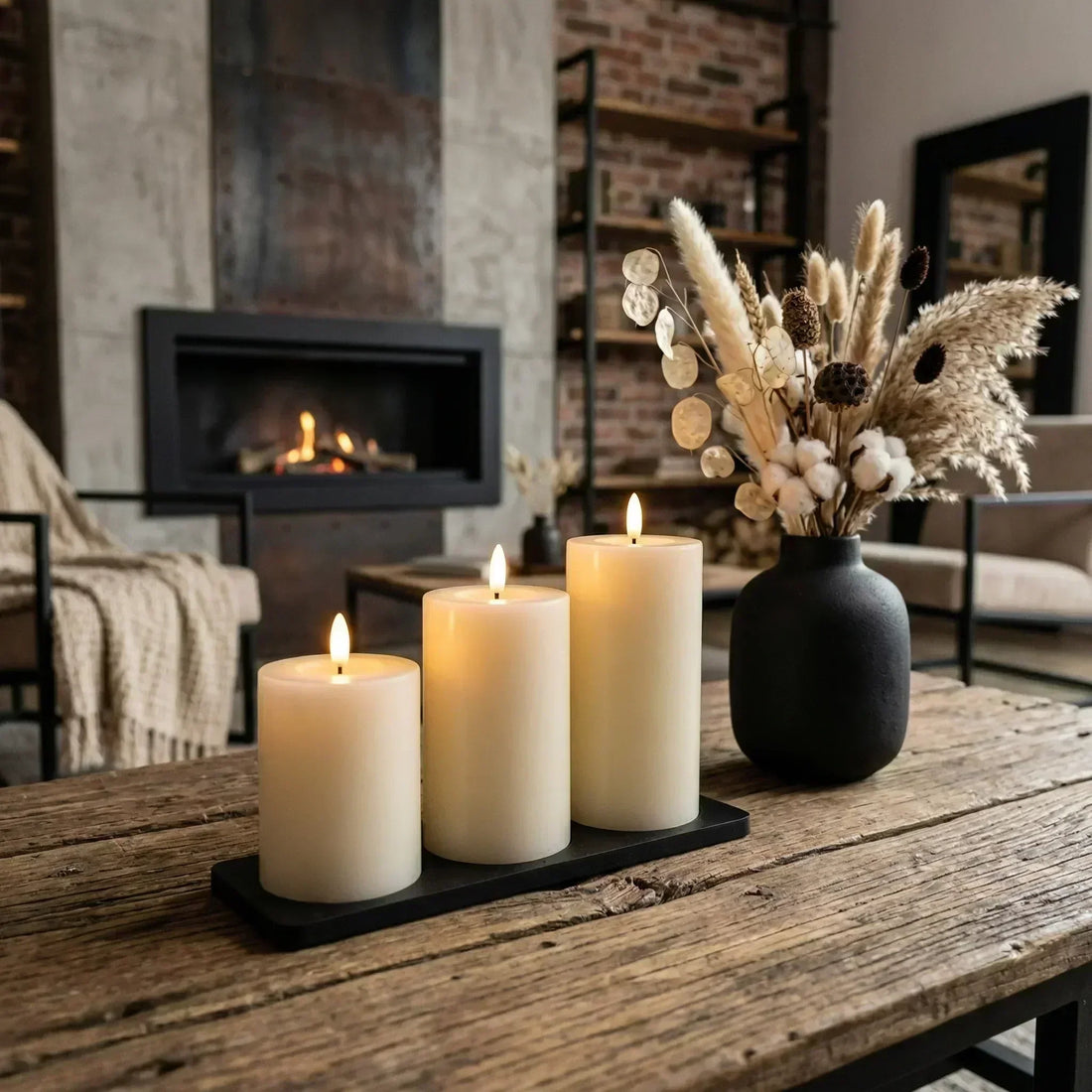Oplaadbare LED kaarsen met realistische vlam en echte wax behuizing in sfeervolle setting