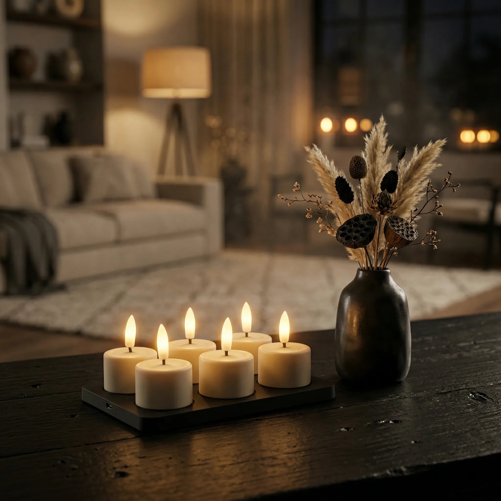 KENN® GlowPro™ Oplaadbare waxinelichtjes op tafel