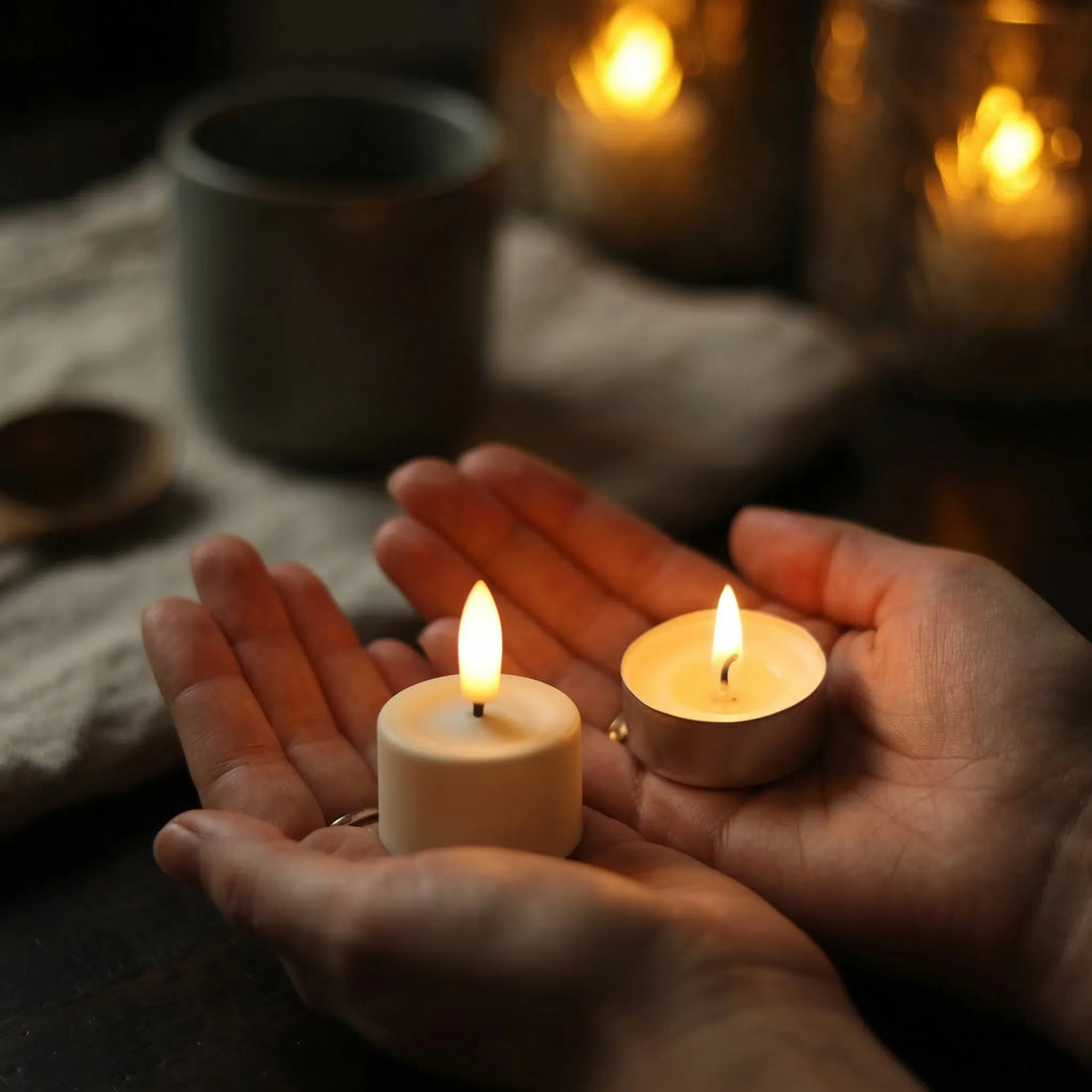 oplaadbare LED waxinelichtjes als alternatief voor echte waxinelichtjes