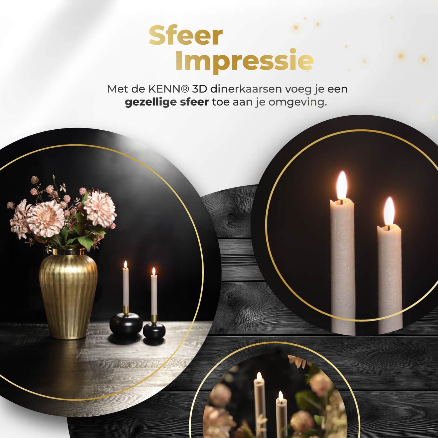 2-delige set kleine taupekleurige LED dinerkaarsen op batterijen van KENN® met afstandsbediening. Deze moderne nep kaarsen – ook wel LED kaarsen of battery-powered taper candles genoemd – zijn gemaakt van echt wax en geven een flikkerend warm wit licht voor een realistische kaarsbeleving. De natuurlijke taupekleur en het compacte formaat maken ze ideaal voor sfeervolle tafeldecoratie, diners, horeca of stijlvolle interieurdetails. Inclusief batterijen en afstandsbediening.