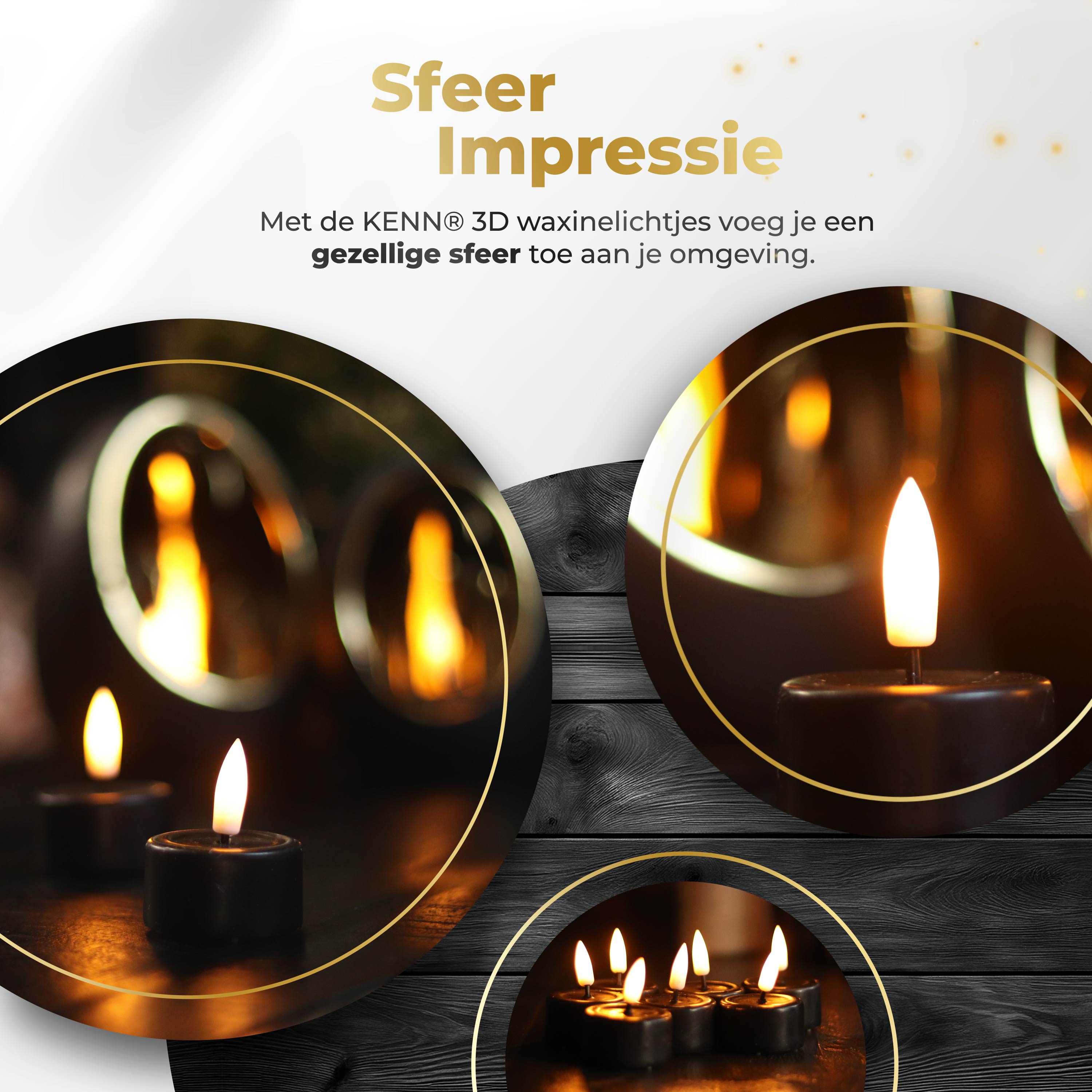 KENN® 3D LED Waxinelichtje - Zwart - Los Waxinelichtje (Uitbreiding)