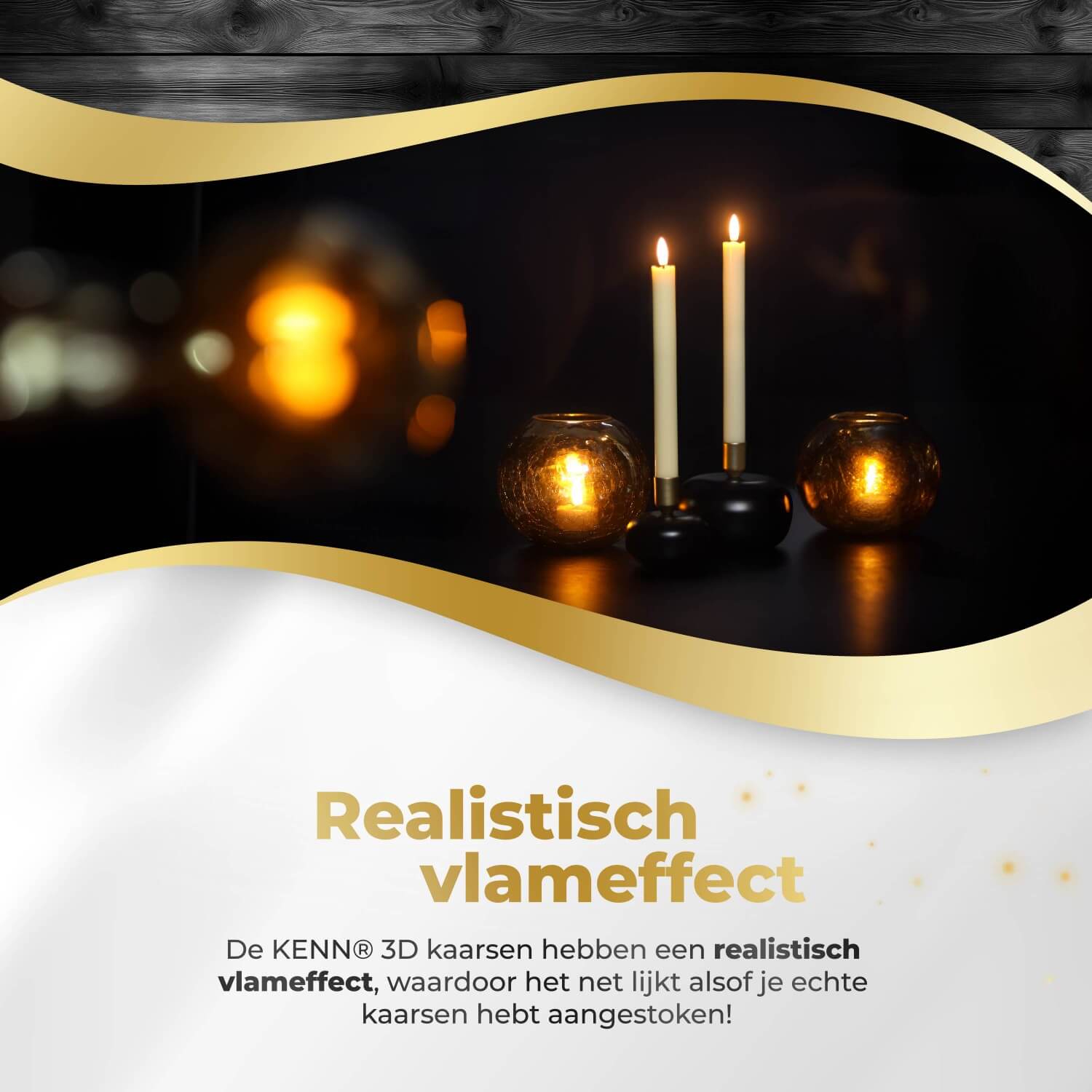 KENN® complete kaarsenbundel met 14 ivoorkleurige 3D LED kaarsen van echt wax, bestaande uit 4 waxinelichtjes, 4 dinerkaarsen en 6 stompkaarsen. De kaarsen hebben een realistisch flikkerend vlameffect en zijn uitgerust met afstandsbedieningen, dimbare lichtstanden en een instelbare timer. Perfecte nep kaarsen voor veilige, warme sfeerverlichting in huis, horeca of tijdens feestelijke gelegenheden.