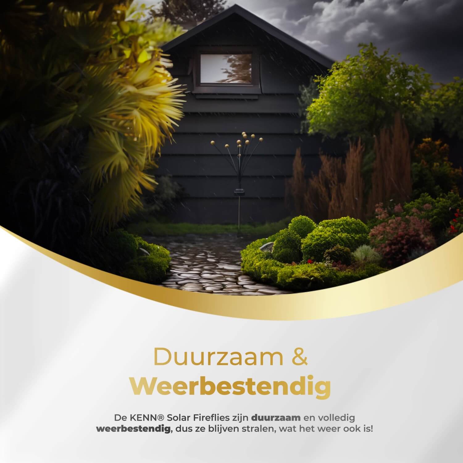 KENN® solar vuurvliegjes tuinverlichting Marrakech – sfeervolle LED buitenverlichting op zonne-energie met flexibel draadontwerp en warm wit licht. Automatische verlichting bij schemering dankzij geïntegreerd zonnepaneel. Ideaal als decoratieve tuinlampjes langs tuinpad, terras of balkon. Weerbestendig (IP65), draadloos en eenvoudig te plaatsen zonder bedrading.