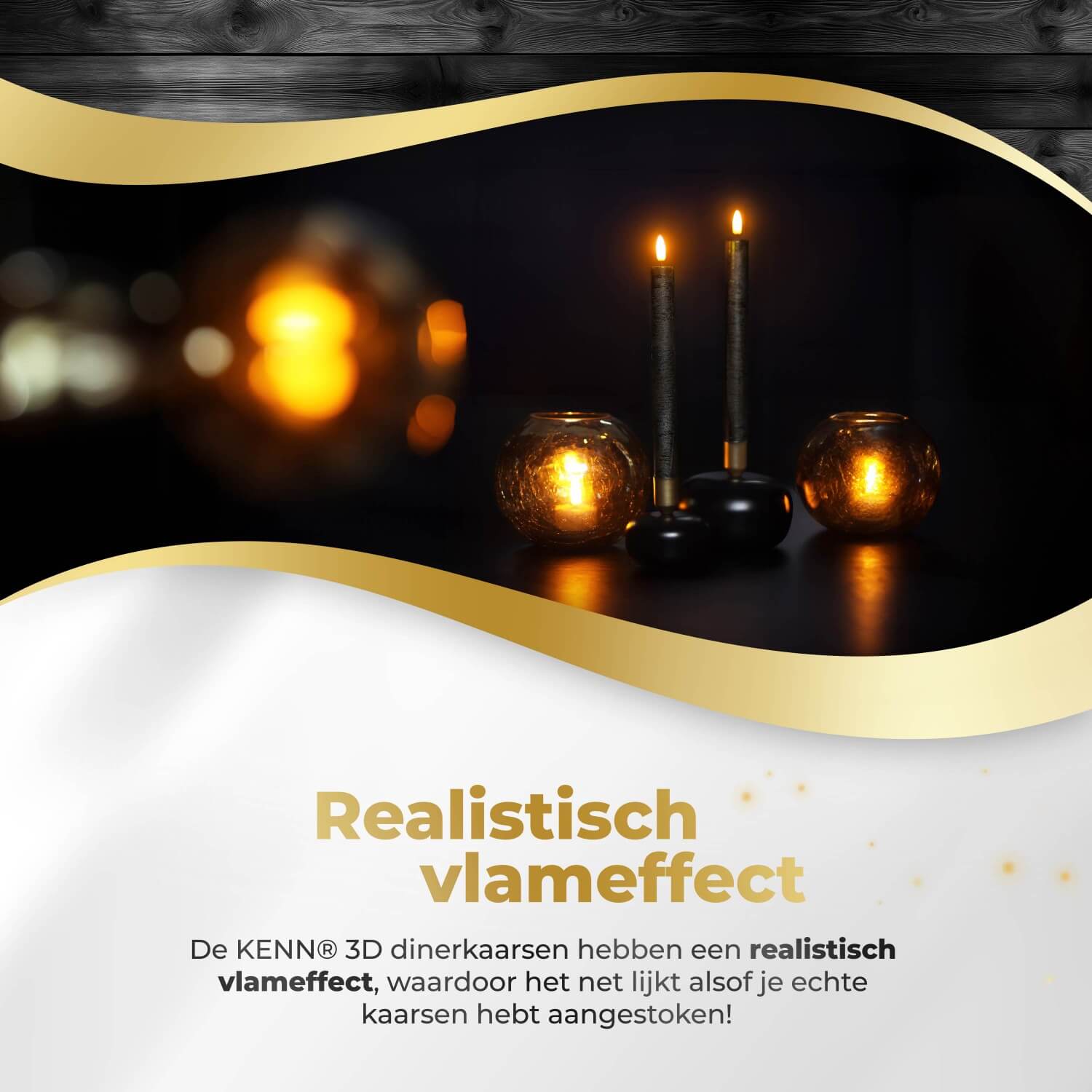 2-delige set zwarte LED dinerkaarsen op batterijen van KENN® met afstandsbediening. Deze stijlvolle nep kaarsen – ook bekend als LED kaarsen of battery-powered taper candles – zijn gemaakt van echt wax en geven een flikkerend warm wit licht dat doet denken aan echte vlammen. De elegante zwarte kleur zorgt voor een luxe en modern accent aan elke tafelsetting, perfect voor diners, events, horeca of interieurdecoratie. Werkt op batterijen (meegeleverd) en is eenvoudig te bedienen met de afstandsbediening.