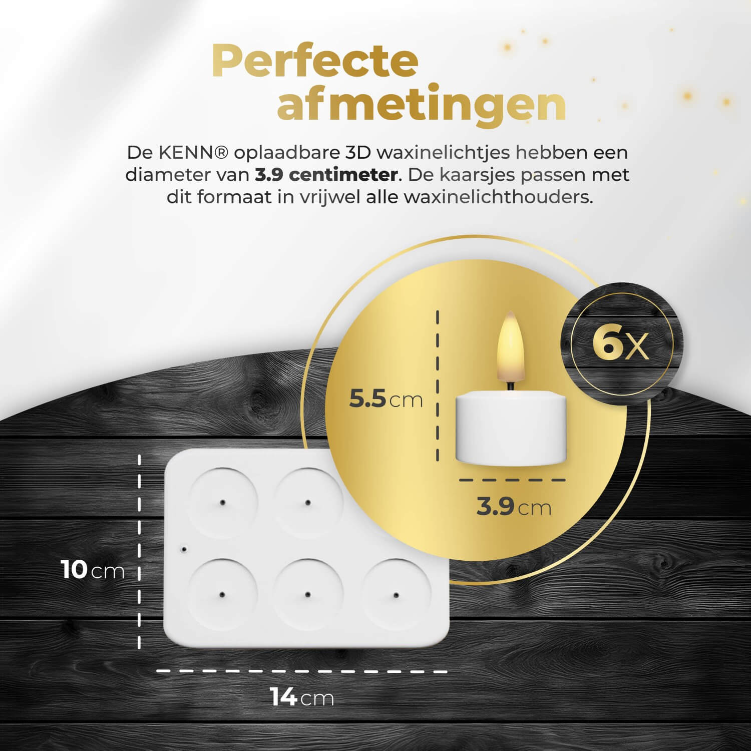6-delige set oplaadbare LED waxinelichtjes van KENN® met afstandsbediening en laadstation – deze compacte rechargeable tealights zijn energiezuinige nep kaarsen die warm wit flikkerend licht geven, ideaal als oplaadbare theelichten voor horeca, decoratie of sfeervol thuisgebruik zonder vuur
