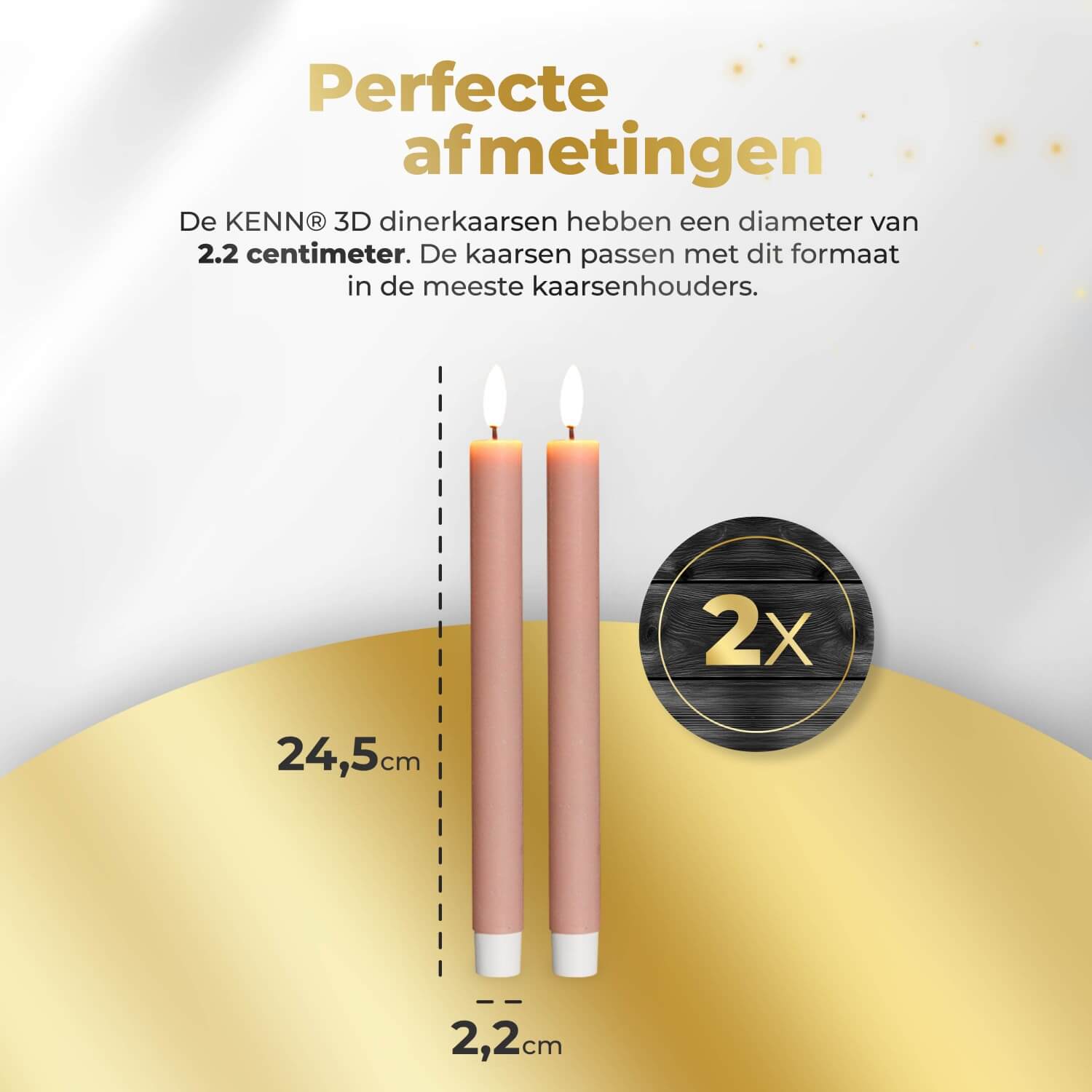 2-delige set roze LED dinerkaarsen op batterijen van KENN® met afstandsbediening. Deze stijlvolle nep kaarsen – ook bekend als LED kaarsen of battery-powered taper candles – zijn gemaakt van echt wax en geven een flikkerend warm wit licht dat doet denken aan echte vlammen. De zachte roze kleur voegt een romantische en decoratieve touch toe aan elke tafelsetting, perfect voor bruiloften, diners, verjaardagen of interieurdecoratie. Werkt op batterijen (meegeleverd).