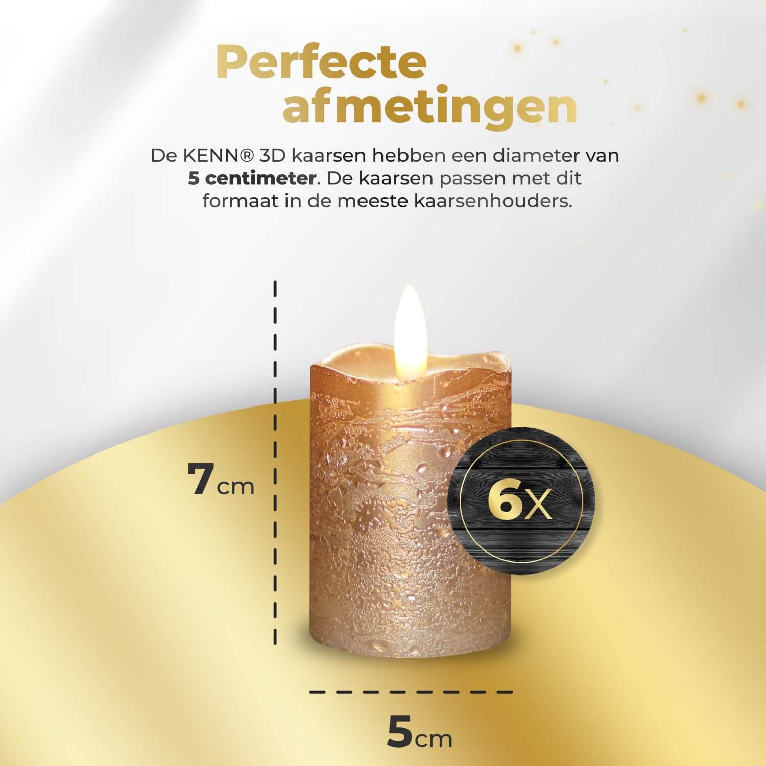 KENN® 3D LED Stompkaarsen - Rustiek Goud