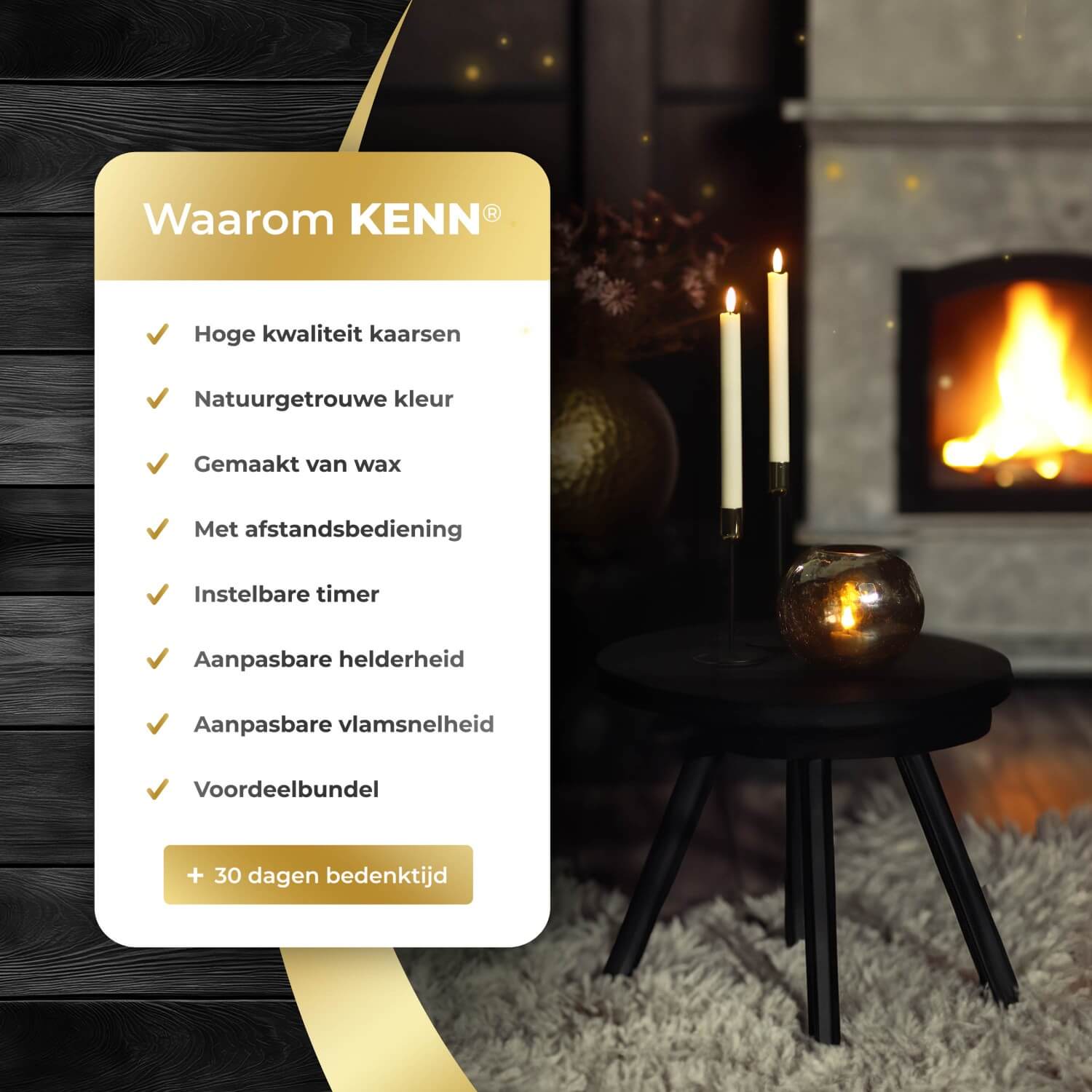 KENN® complete kaarsenbundel met 14 ivoorkleurige 3D LED kaarsen van echt wax, bestaande uit 4 waxinelichtjes, 4 dinerkaarsen en 6 stompkaarsen. De kaarsen hebben een realistisch flikkerend vlameffect en zijn uitgerust met afstandsbedieningen, dimbare lichtstanden en een instelbare timer. Perfecte nep kaarsen voor veilige, warme sfeerverlichting in huis, horeca of tijdens feestelijke gelegenheden.