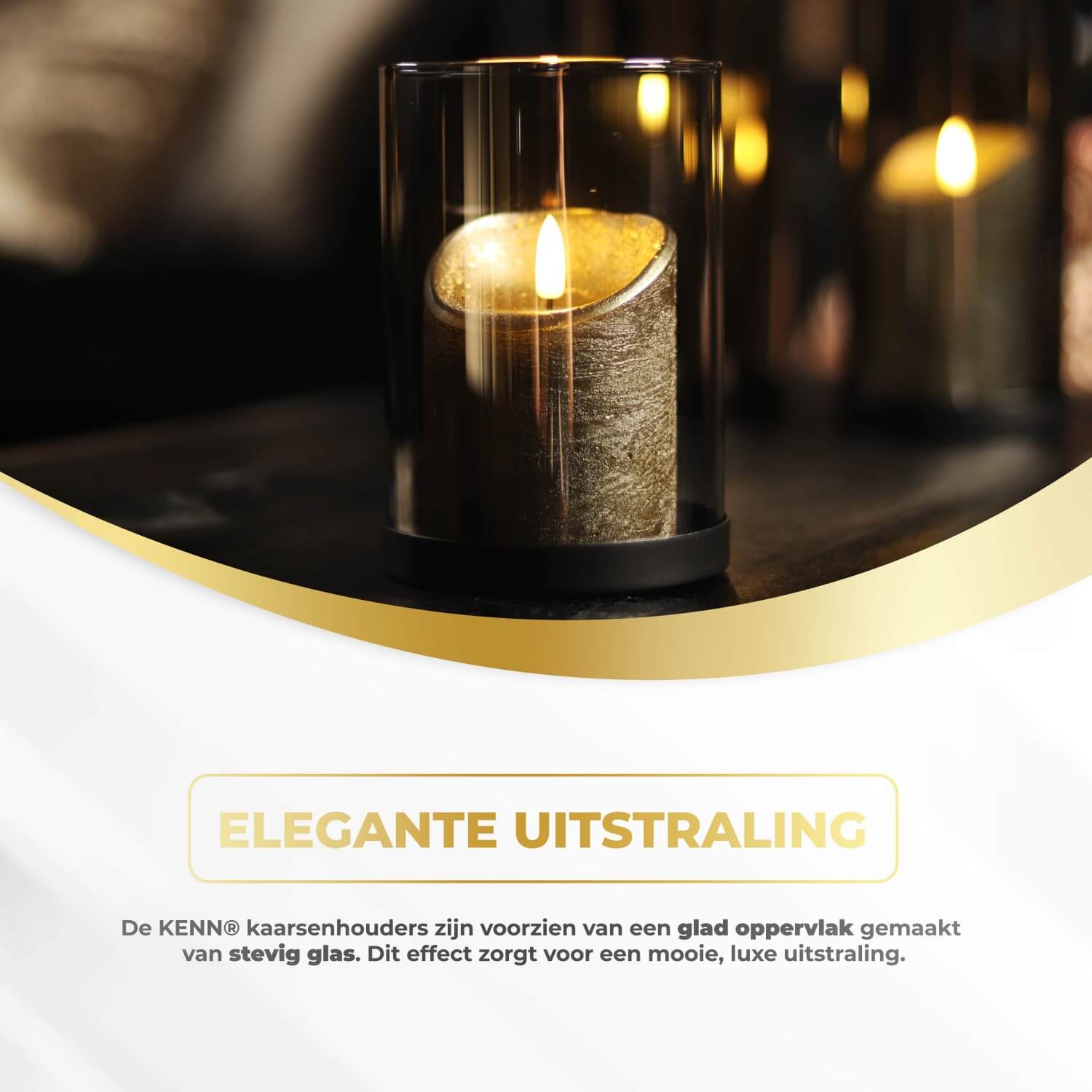 KENN® Lichtermeer – set van 3 industriële glazen kaarsenhouders met zwarte metalen basis en smoke grijs glas. Tijdloos, elegant design geschikt voor waxinelichtjes en stompkaarsen. Gemaakt van stevig glas voor langdurig gebruik. Perfect als luxe woondecoratie voor interieur, woonkamer of eettafel. Beschikbaar in drie formaten: 15 cm, 20 cm en 25 cm hoog.