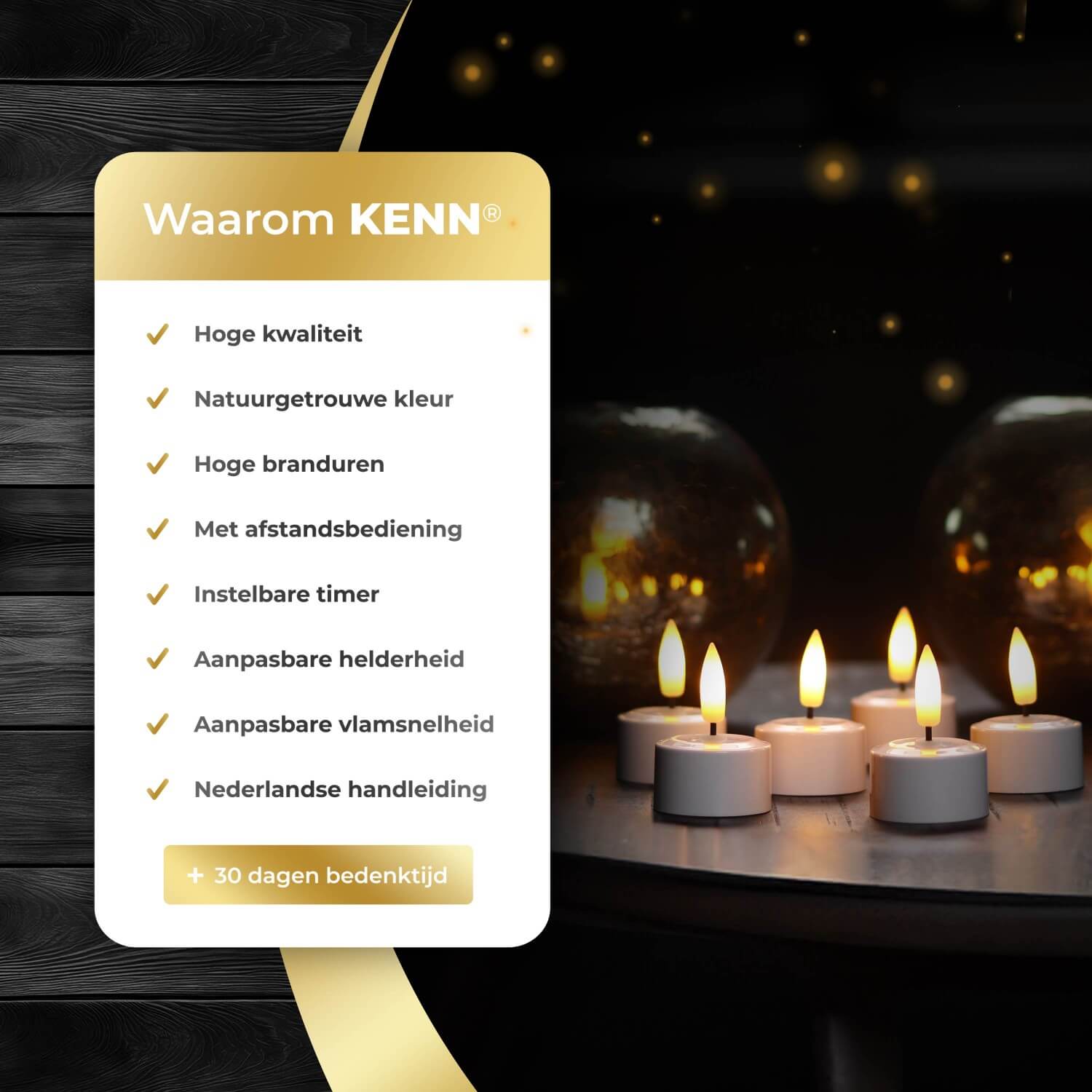 6-delige set oplaadbare LED waxinelichtjes van KENN® met afstandsbediening en laadstation – deze compacte rechargeable tealights zijn energiezuinige nep kaarsen die warm wit flikkerend licht geven, ideaal als oplaadbare theelichten voor horeca, decoratie of sfeervol thuisgebruik zonder vuur