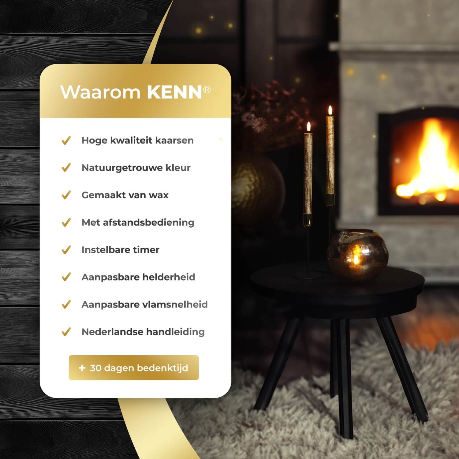 2-delige set gouden LED dinerkaarsen op batterijen van KENN® met afstandsbediening. Deze stijlvolle nep kaarsen – ook bekend als LED kaarsen of battery-powered taper candles – zijn gemaakt van echt wax en geven een flikkerend warm wit licht dat lijkt op een echte vlam. De chique goudkleur zorgt voor een feestelijke, luxe uitstraling aan elke tafelsetting, ideaal voor diners, bruiloften, feestdagen of sfeervolle interieurdecoratie. 