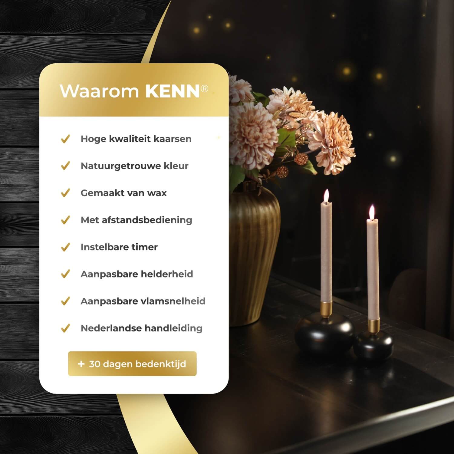 2-delige set taupekleurige LED dinerkaarsen op batterijen van KENN® met afstandsbediening. Deze stijlvolle nep kaarsen – ook bekend als LED kaarsen of battery-powered taper candles – zijn gemaakt van echt wax en geven een flikkerend warm wit licht dat lijkt op een echte vlam. De natuurlijke taupekleur zorgt voor een warme en rustige sfeer in elk interieur, perfect voor diners, bruiloften, horeca of decoratieve tafelschikking. Werkt op batterijen (meegeleverd) en afstandsbediening.
