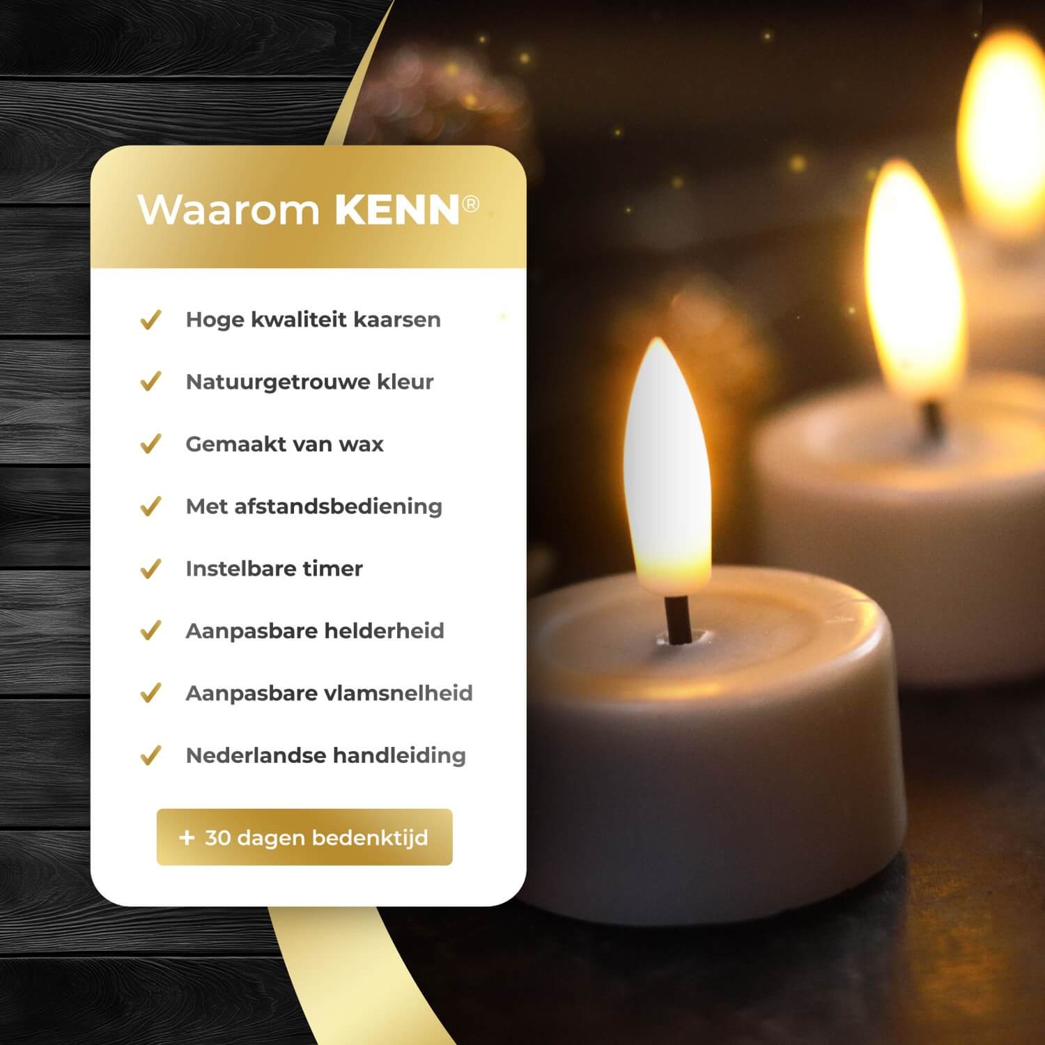 4-delige set taupekleurige LED waxinelichtjes op batterijen van KENN®, inclusief afstandsbediening. Deze stijlvolle LED kaarsen – ook wel nep kaarsen, LED theelichten of battery-powered tealights genoemd – zorgen voor een flikkerend warm wit licht en een gezellige, veilige sfeer zonder open vuur. Dankzij de moderne taupekleur passen ze perfect in elk interieur. Ideaal voor sfeervolle tafeldecoratie, horeca, bruiloften en dagelijks gebruik. CR2450 batterijen inbegrepen.
