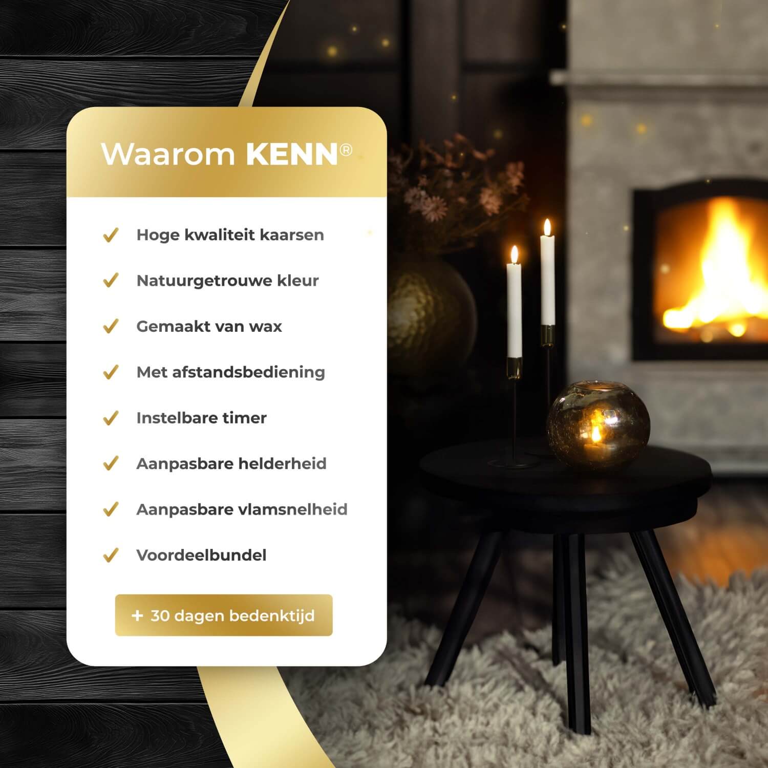 KENN® complete kaarsenbundel met 14 witte 3D LED kaarsen van echt wax, bestaande uit 4 waxinelichtjes, 4 dinerkaarsen en 6 stompkaarsen. Elke kaars heeft een realistisch flikkerend vlameffect en werkt op afstandsbediening. Met dimbare lichtstanden en instelbare timer bieden deze nep kaarsen veilige, sfeervolle verlichting voor elk interieur, feest of horecagelegenheid.
