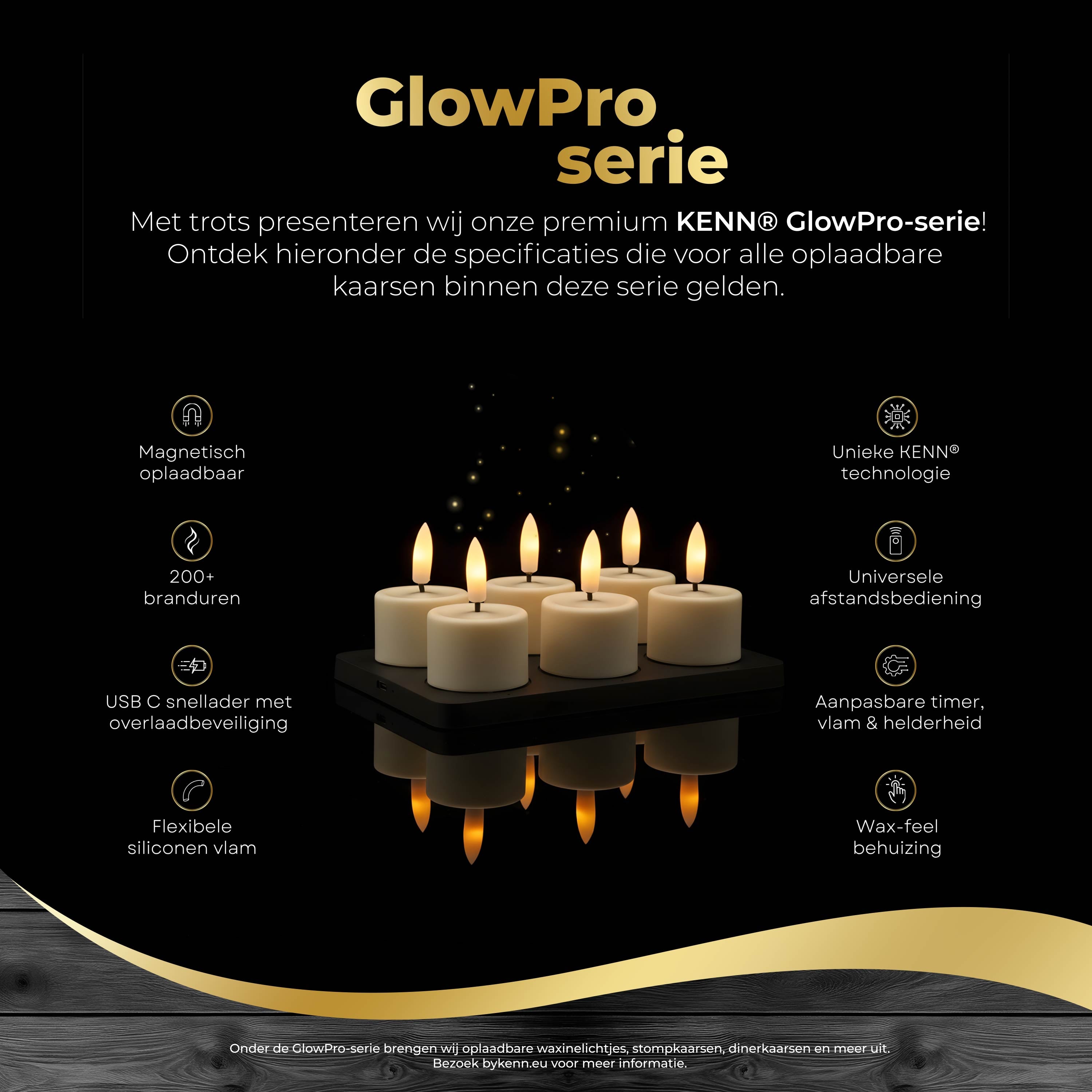 (PRE-SALE) KENN® GlowPro Oplaadbare 3D Waxinelichtjes - Set van 6 - Met Afstandsbediening