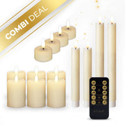 KENN® complete kaarsenbundel 14-delig in ivoor met waxinelichtjes, diner- en stompkaarsen