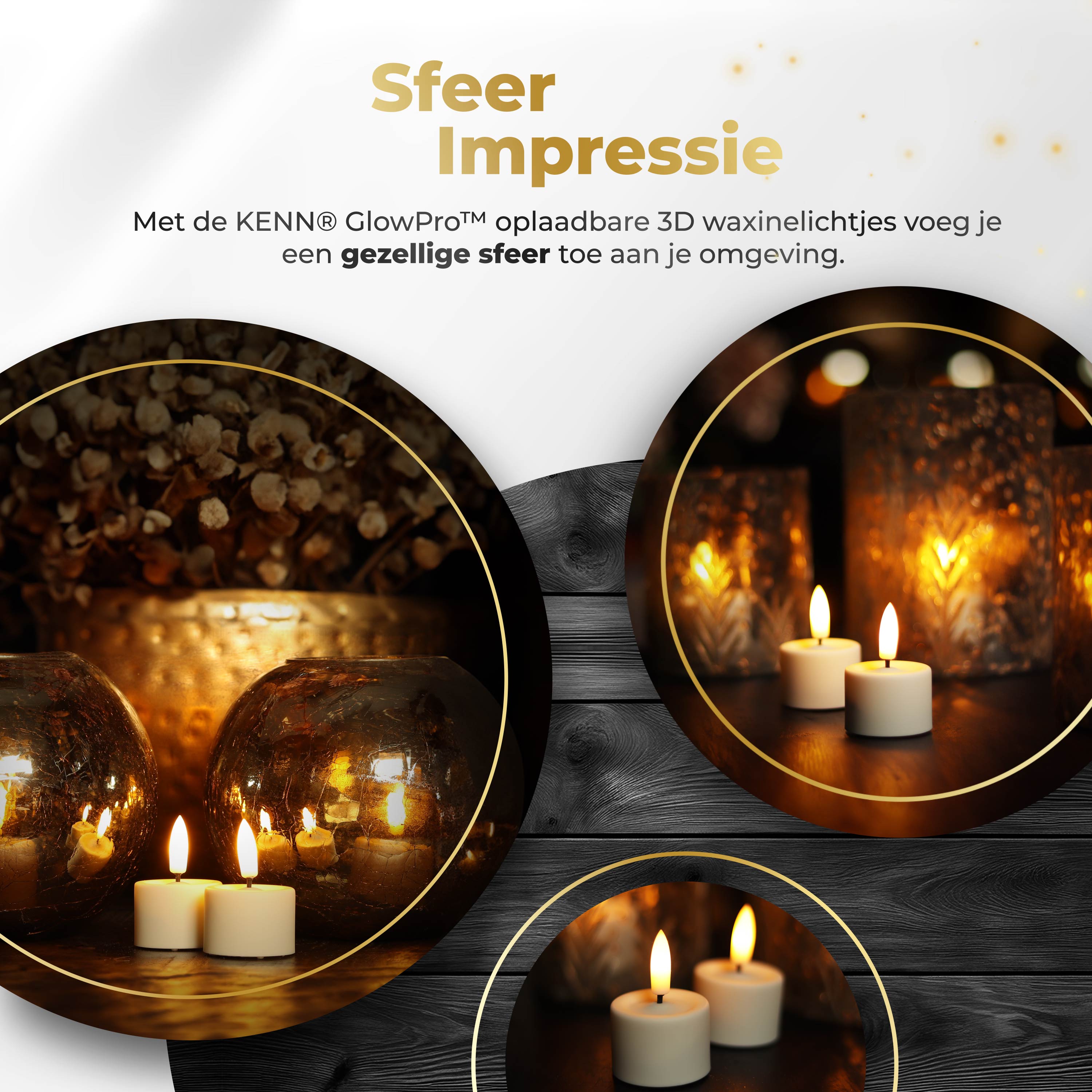 KENN® GlowPro™ 3D Oplaadbaar Waxinelichtje - Los Waxinelichtje - Ivoor (Uitbreiding)