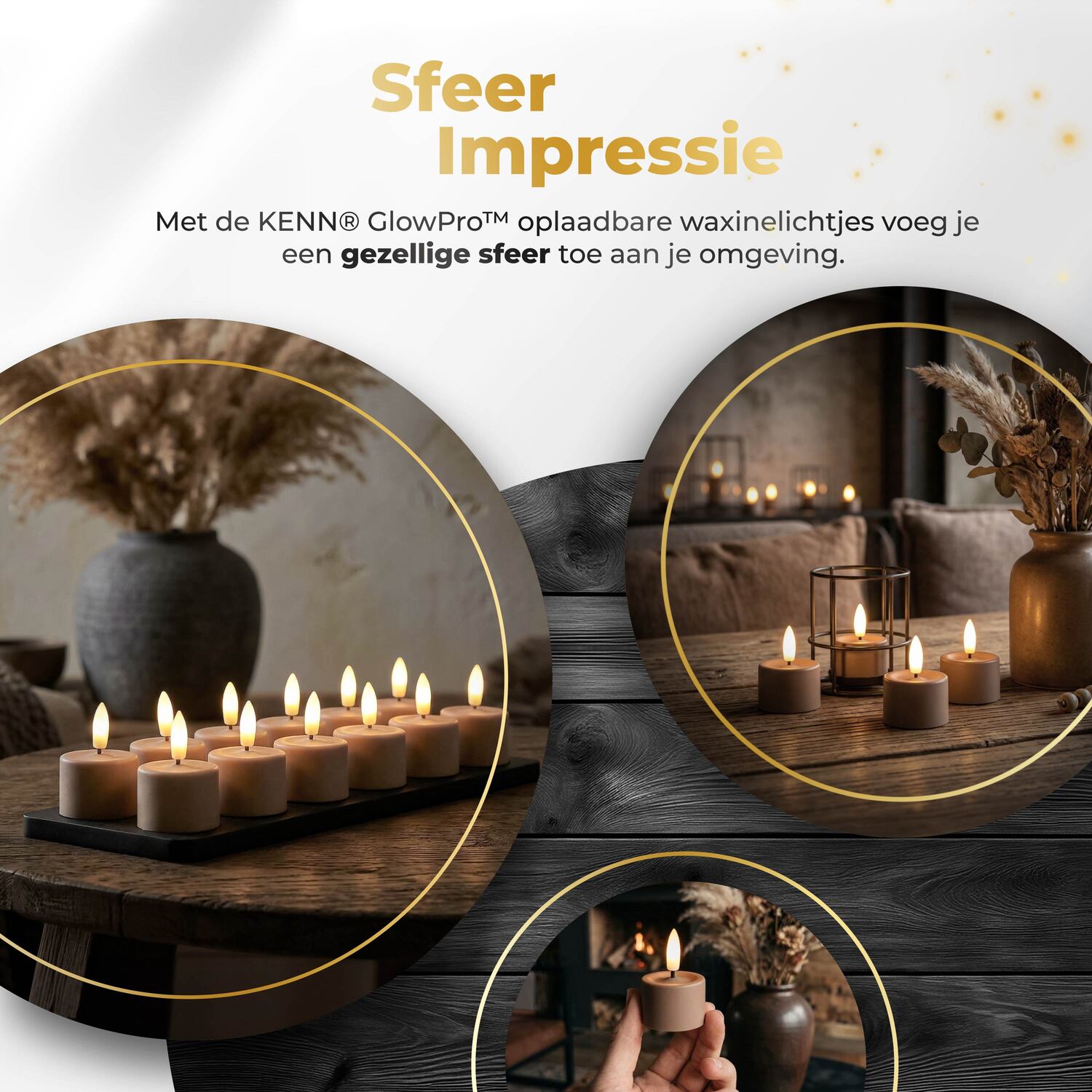 KENN® GlowPro™ Oplaadbare Waxinelichtjes sfeerimpressie