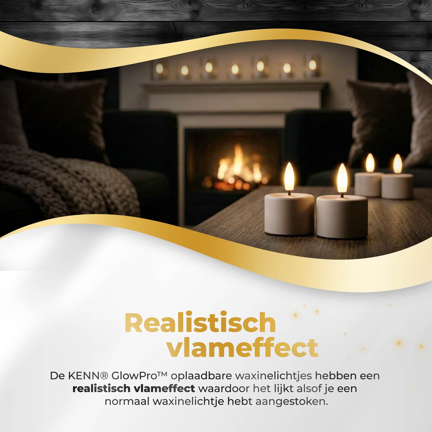 KENN® GlowPro™ Oplaadbare Waxinelichtjes met realistisch vlameffect