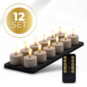 KENN® GlowPro™ Oplaadbare Waxinelichtjes taupe, met afstandsbediening en oplaadstation