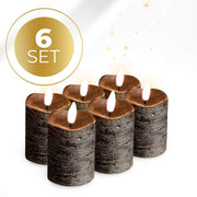 KENN® 6-delige set stompkaarsen op batterij in zwart met automatische timer
