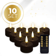KENN® 10-delige set waxinelichtjes op batterij in zwart met afstandsbediening